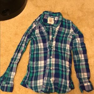 Blue and green plaid long sleeves